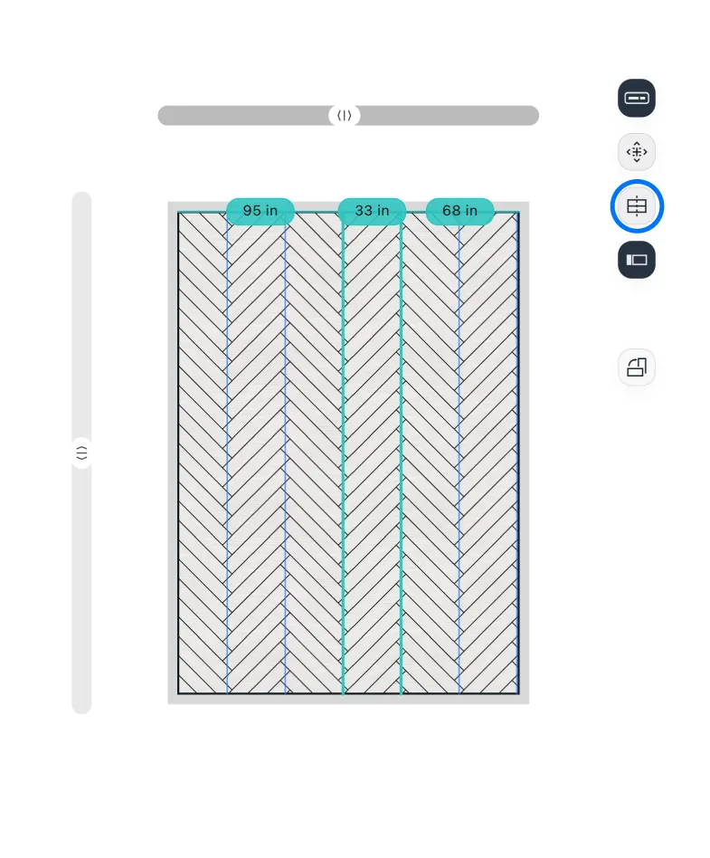 Center lines and measurement guides drawn over the generated layout.