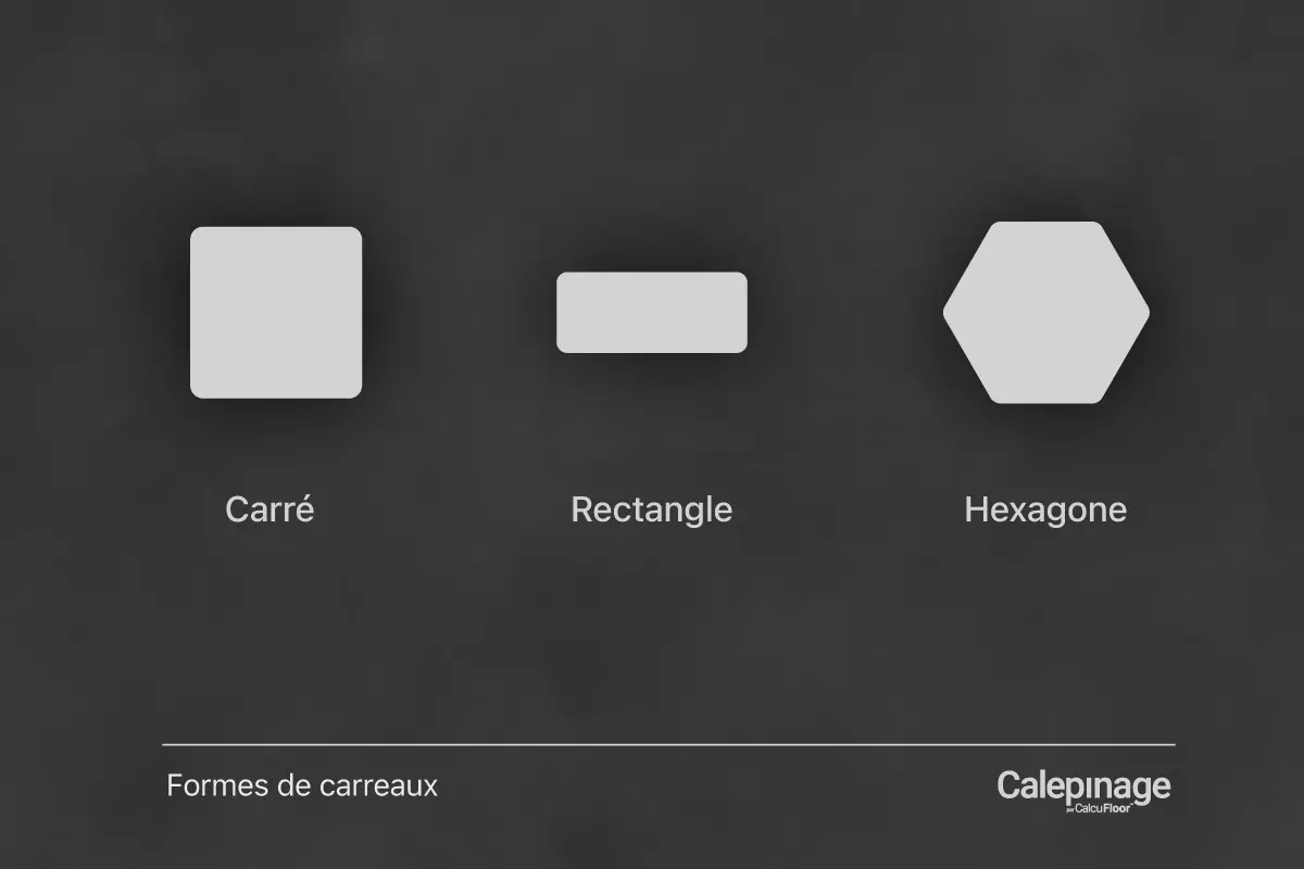 Calepinage de carreaux carrés et rectangulaires sur une vraie forme de pièce.